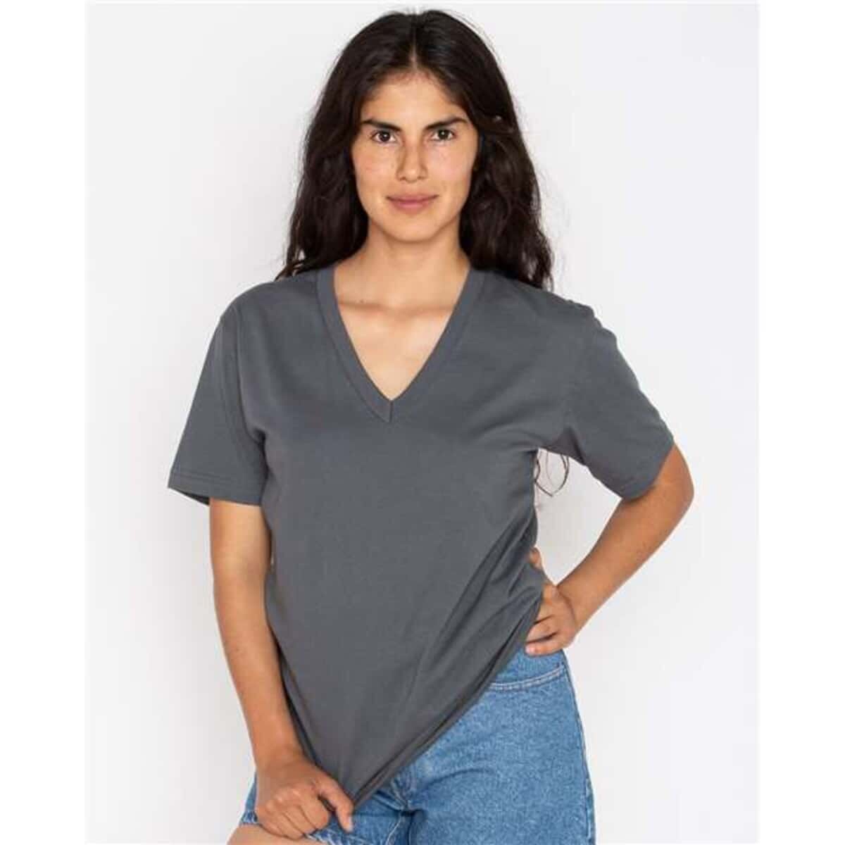 Unisex USA-Made Fine Jersey V-Neck T-Shirt - 24056