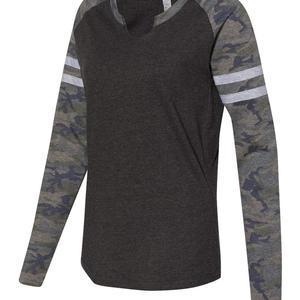 Women's Fine Jersey Mash Up Long Sleeve T-Shirt - 3534