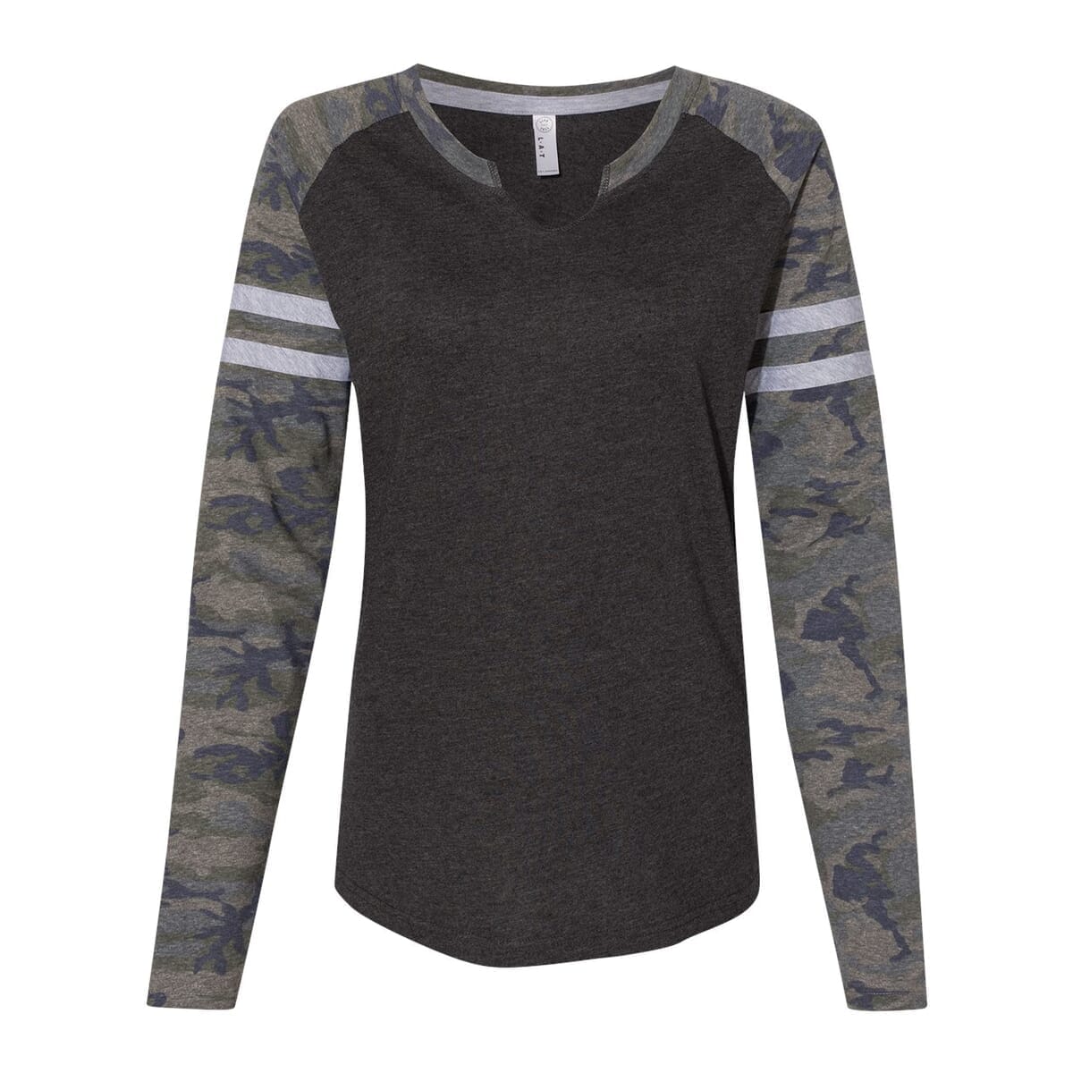 Women's Fine Jersey Mash Up Long Sleeve T-Shirt - 3534