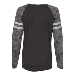 Women's Fine Jersey Mash Up Long Sleeve T-Shirt - 3534