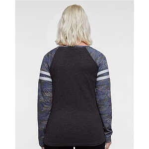 Women's Fine Jersey Mash Up Long Sleeve T-Shirt - 3534