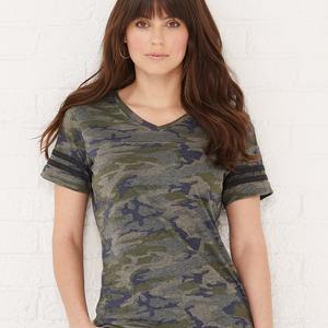 Women's Football V-Neck Fine Jersey Tee - 3537