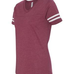 Women's Football V-Neck Fine Jersey Tee - 3537