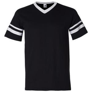V-Neck Jersey with Striped Sleeves - 360