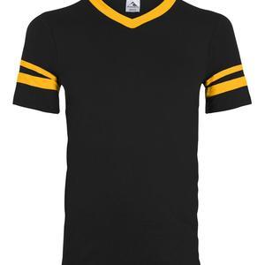 V-Neck Jersey with Striped Sleeves - 360