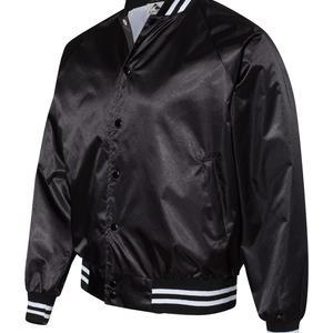 Unisex Satin Baseball Jacket Striped Trim - 3610