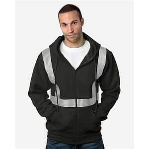 USA-Made Hi-Visibility Full-Zip Hooded Sweatshirt - Segmented Tape - 3737