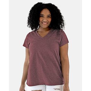 Women's Curvy Collection Fine Jersey V-Neck Tee - 3817