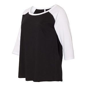 Women's Curvy Collection Baseball Three-Quarter Sleeve Tee - 3830