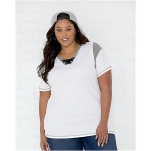 Women's Curvy Lace Up Fine Jersey Tee - 3833