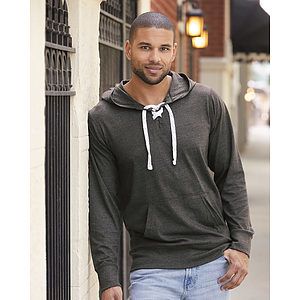 Unisex Jersey Sport Lace Hooded Pullover - 8231