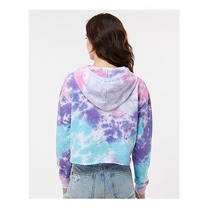 Women's Tie-Dyed Crop Hooded Sweatshirt - 8333