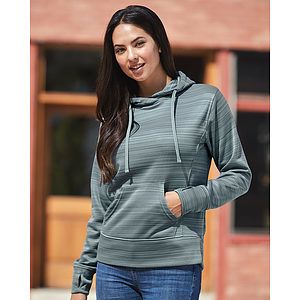 Women's Odyssey Striped Performance Fleece Lapover Hooded Sweatshirt - 8662
