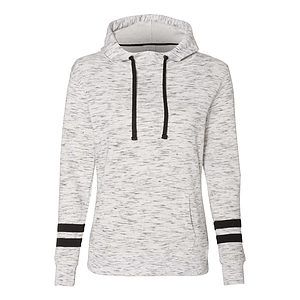 Women’s Mélange Fleece Striped-Sleeve Hooded Sweatshirt - 8674