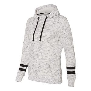 Women’s Mélange Fleece Striped-Sleeve Hooded Sweatshirt - 8674