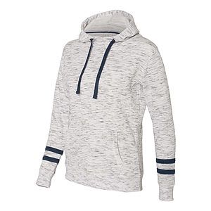 Women’s Mélange Fleece Striped-Sleeve Hooded Sweatshirt - 8674