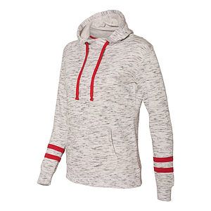 Women’s Mélange Fleece Striped-Sleeve Hooded Sweatshirt - 8674