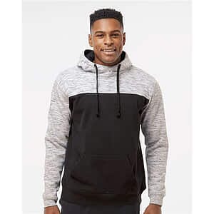 Men's Mélange Fleece Colorblocked Hooded Sweatshirt - 8676