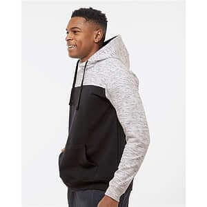 Men's Mélange Fleece Colorblocked Hooded Sweatshirt - 8676