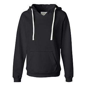 Women's Sueded V-Neck Hooded Sweatshirt - 8836