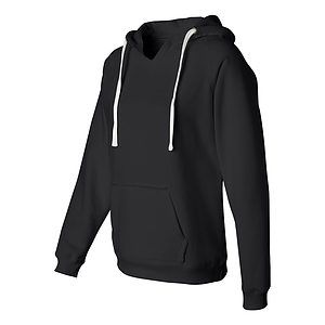 Women's Sueded V-Neck Hooded Sweatshirt - 8836