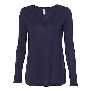 Women's Flowy Long Sleeve V-Neck Tee - 8855