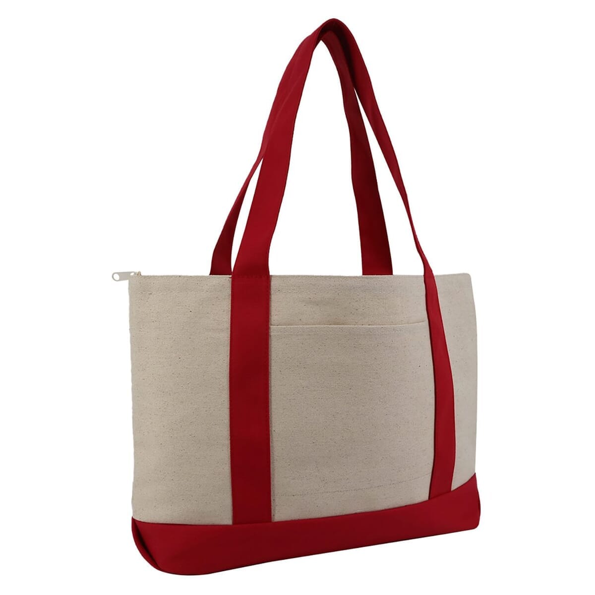 Large Zippered Cotton Canvas Tote - 8862
