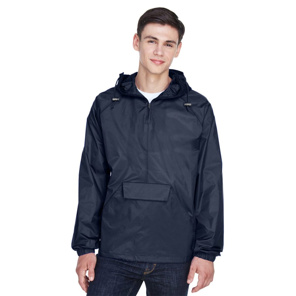 Quarter-Zip Hooded Pullover Pack Away Jacket - 8925