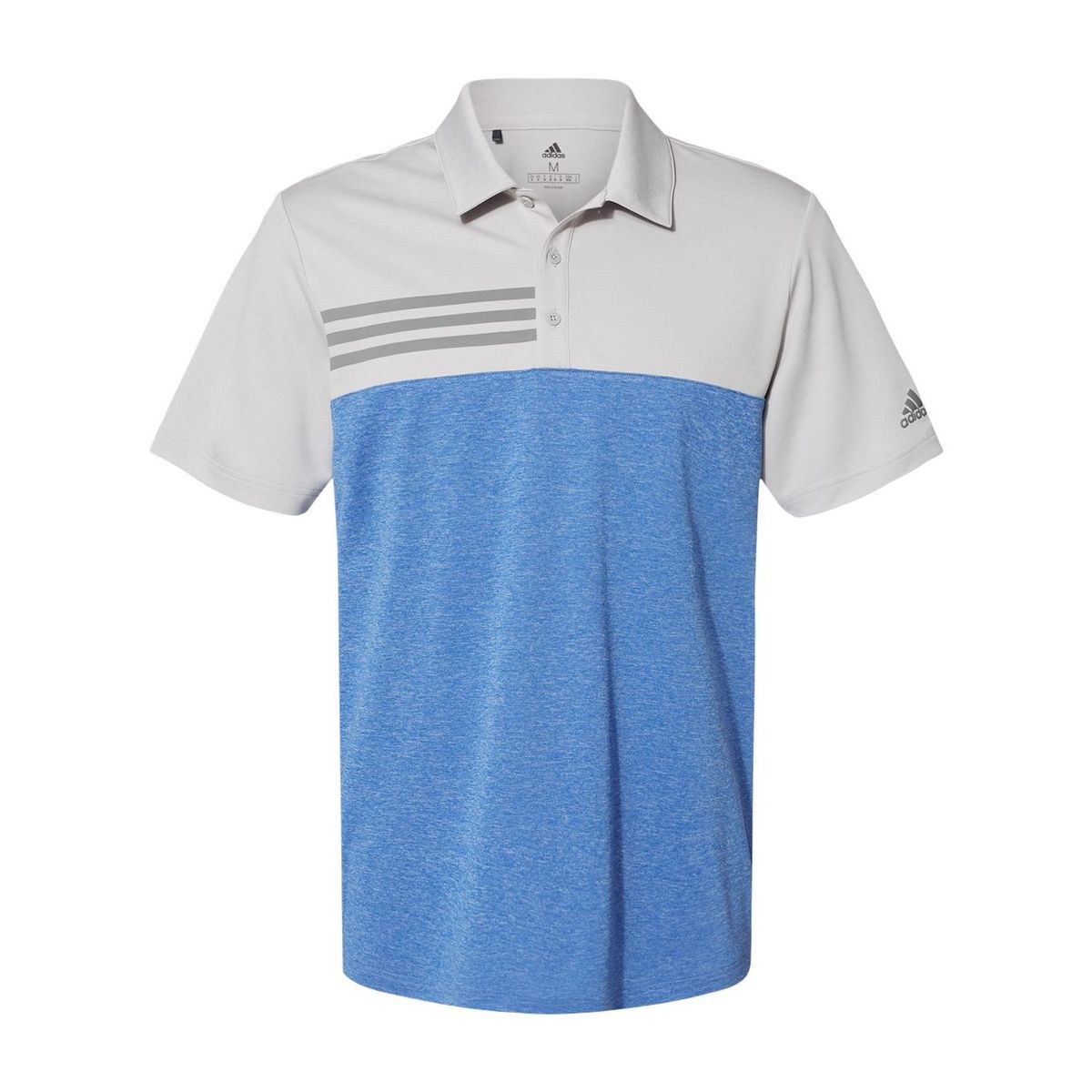 Men's Heathered Colorblocked 3-Stripes Polo - A508