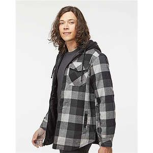 Men's Quilted Flannel Hooded Jacket - 8620