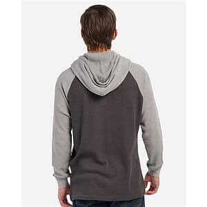 Unisex Waffle Knit Pullover Hooded Long Sleeve T-Shirt - BM3702
