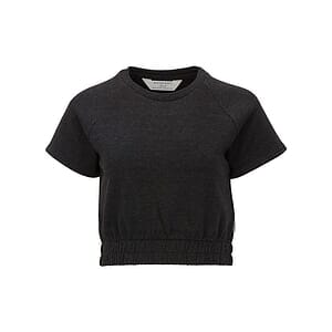 Women's French Terry Short Sleeve Cropped Crewneck Sweatshirt - BW2103