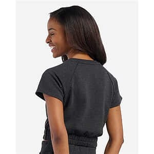 Women's French Terry Short Sleeve Cropped Crewneck Sweatshirt - BW2103