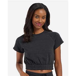 Women's French Terry Short Sleeve Cropped Crewneck Sweatshirt - BW2103