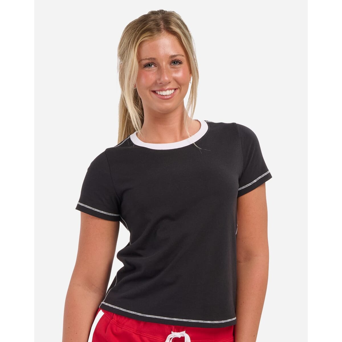 Women's Contrast Stitch Baby Tee - BW2106