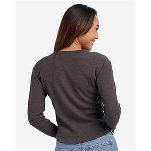 Women's Waffle Knit Baby Long Sleeve T-Shirt - BW3103