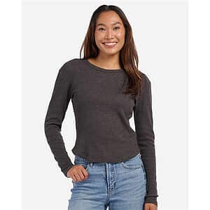 Women's Waffle Knit Baby Long Sleeve T-Shirt - BW3103