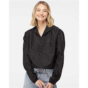 Women's Lightweight Quarter-Zip Pullover Crop Windbreaker - EXP64CRP