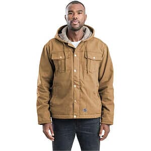 Men's Vintage Washed Sherpa-Lined Hooded Jacket - HJ57