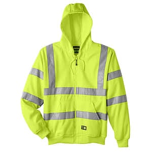 Men's Tall Hi-Vis Class 3 Lined Full-Zip Hooded Sweatshirt - HVF021T