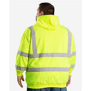 Men's Tall Hi-Vis Class 3 Lined Full-Zip Hooded Sweatshirt - HVF021T