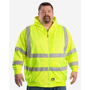 Men's Tall Hi-Vis Class 3 Lined Full-Zip Hooded Sweatshirt - HVF021T