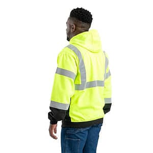 Men's Hi-Vis Class 3 Color Block Full-Zip Hooded Sweatshirt - HVF023
