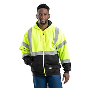 Men's Hi-Vis Class 3 Color Block Full-Zip Hooded Sweatshirt - HVF023