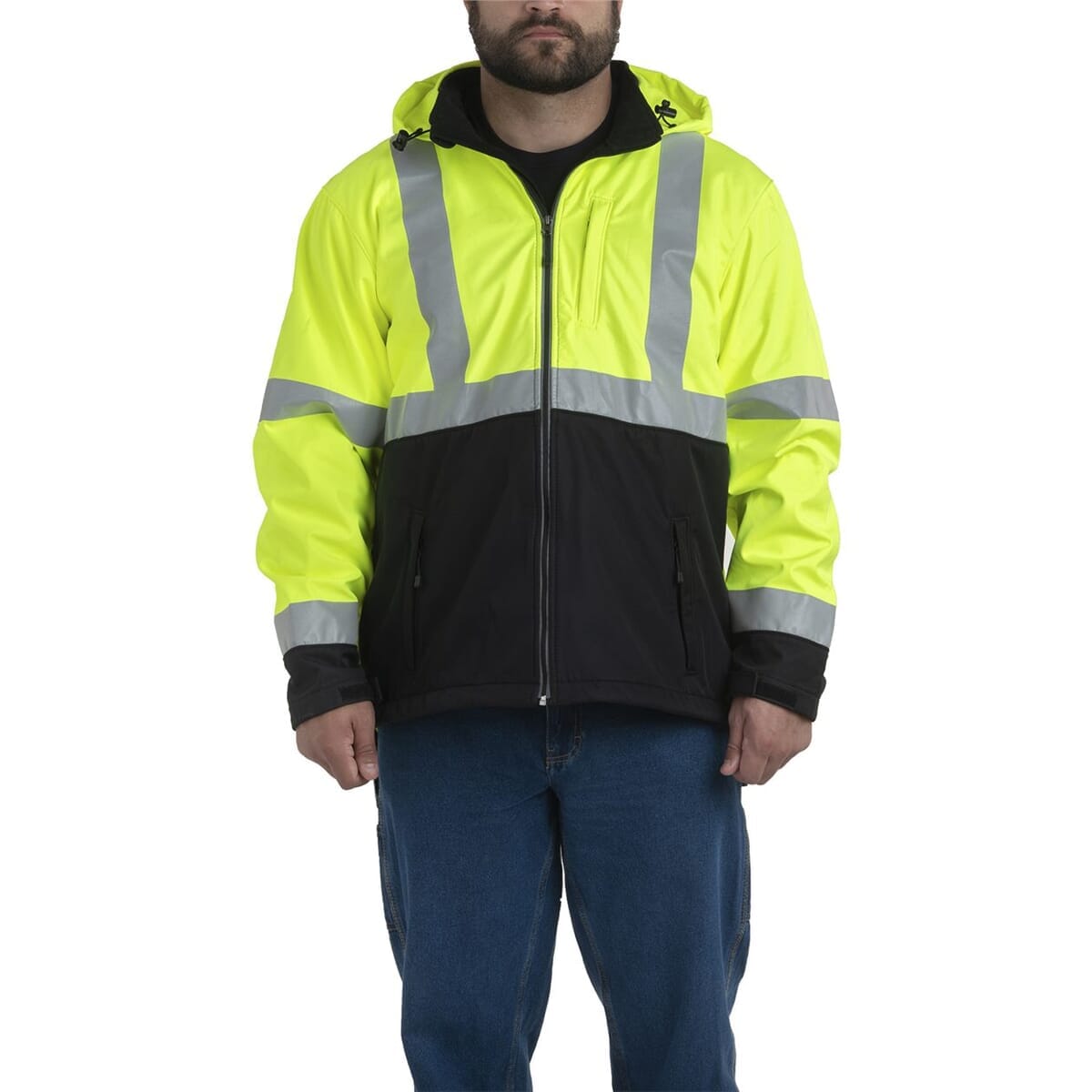Men's Tall Hi-Vis Class 3 Hooded Soft Shell Jacket - HVJ206T