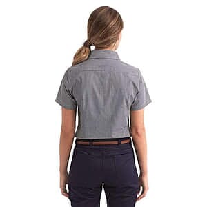Women's Microcheck Gingham Short Sleeve Cotton Dress Shirt - RP321