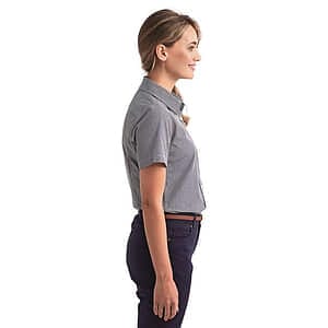 Women's Microcheck Gingham Short Sleeve Cotton Dress Shirt - RP321