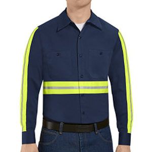Men's Enhanced Visibility Long Sleeve Cotton Work Shirt - SC30E