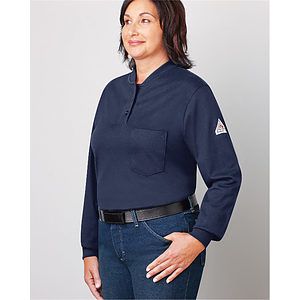 Women's Long Sleeve Tagless Henley Shirt - SEL3