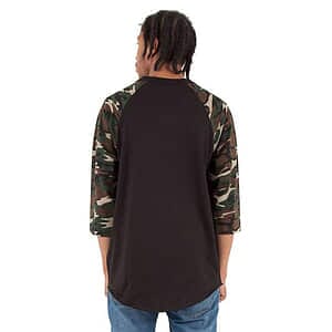 Unisex Three-Quarter Sleeve Camo Raglan T-Shirt - SHRAGCM